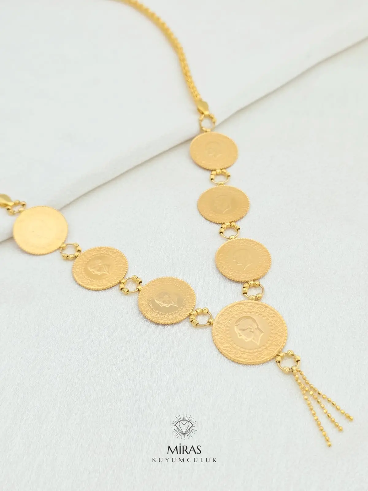 22 Ayar Sıralı Çeyrekli Kolye - 14KU395